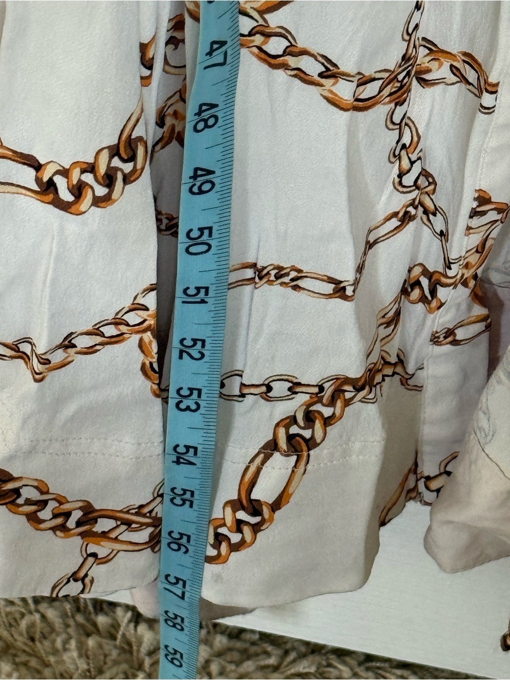 Maeve Anthropologie White Gold Chain Print Maxi Shirt Dress 2X Old Money Boho - Picture 14 of 17
